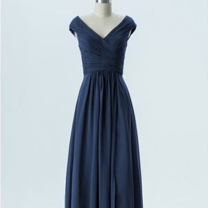 Navy formal maxi chiffon dress KF Bridal sz 8